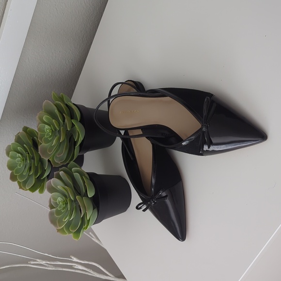 Ann Taylor Patent/Suede Black Slingback Flats- Size 7.5 - Picture 1 of 6